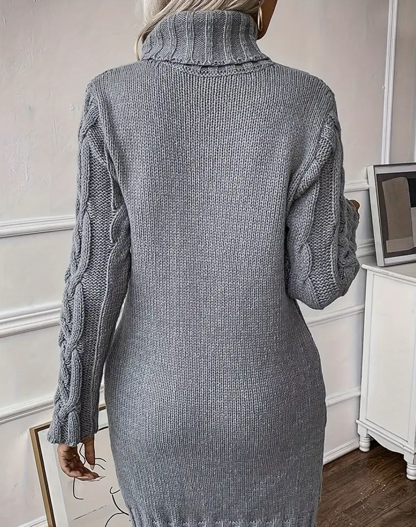 Andrea - Hochwertiges Strickpullover-Kleid mit Stehkragen