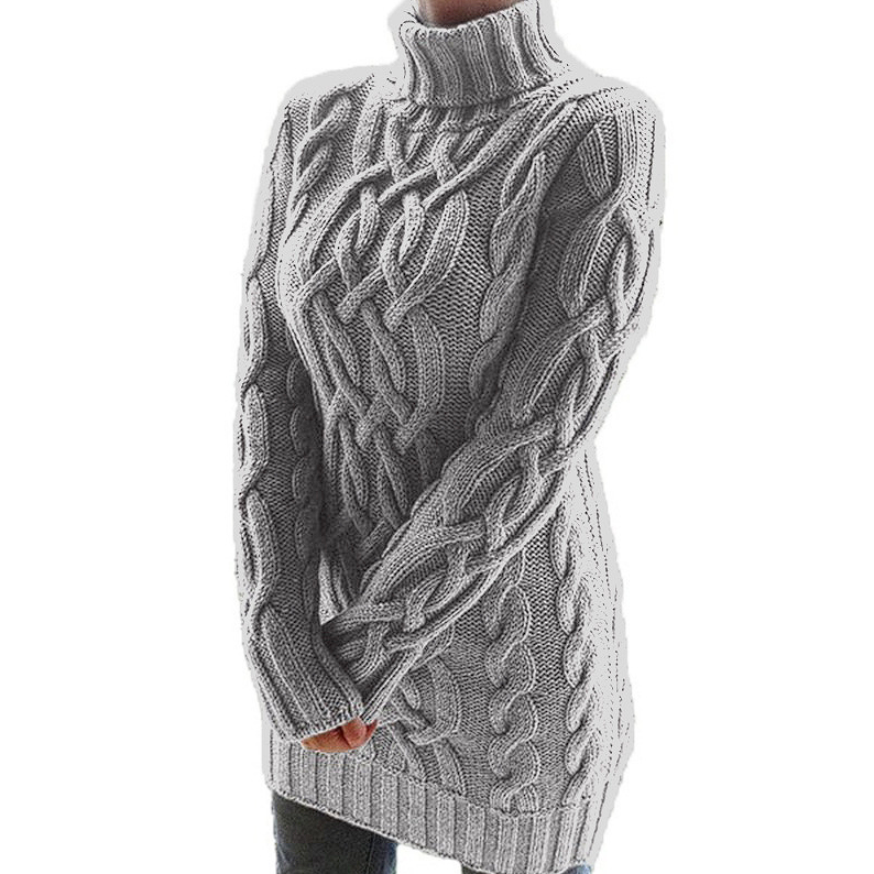 Andrea - Hochwertiges Strickpullover-Kleid mit Stehkragen