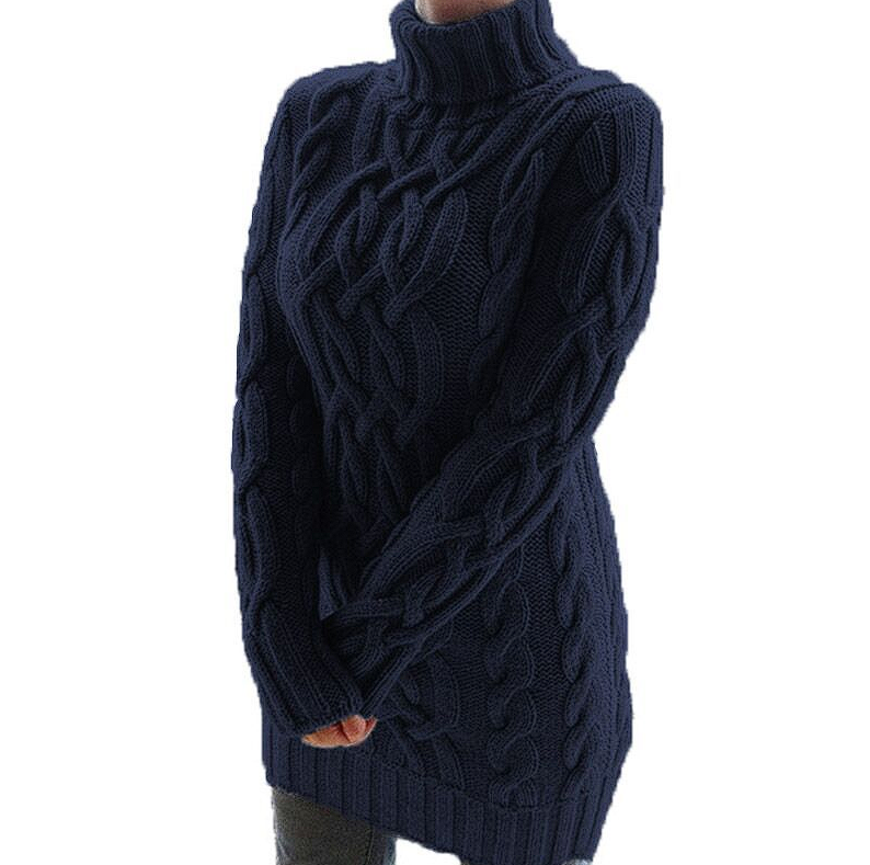 Andrea - Hochwertiges Strickpullover-Kleid mit Stehkragen