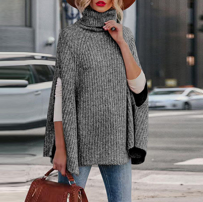 Claudia - Gebreide poncho met col