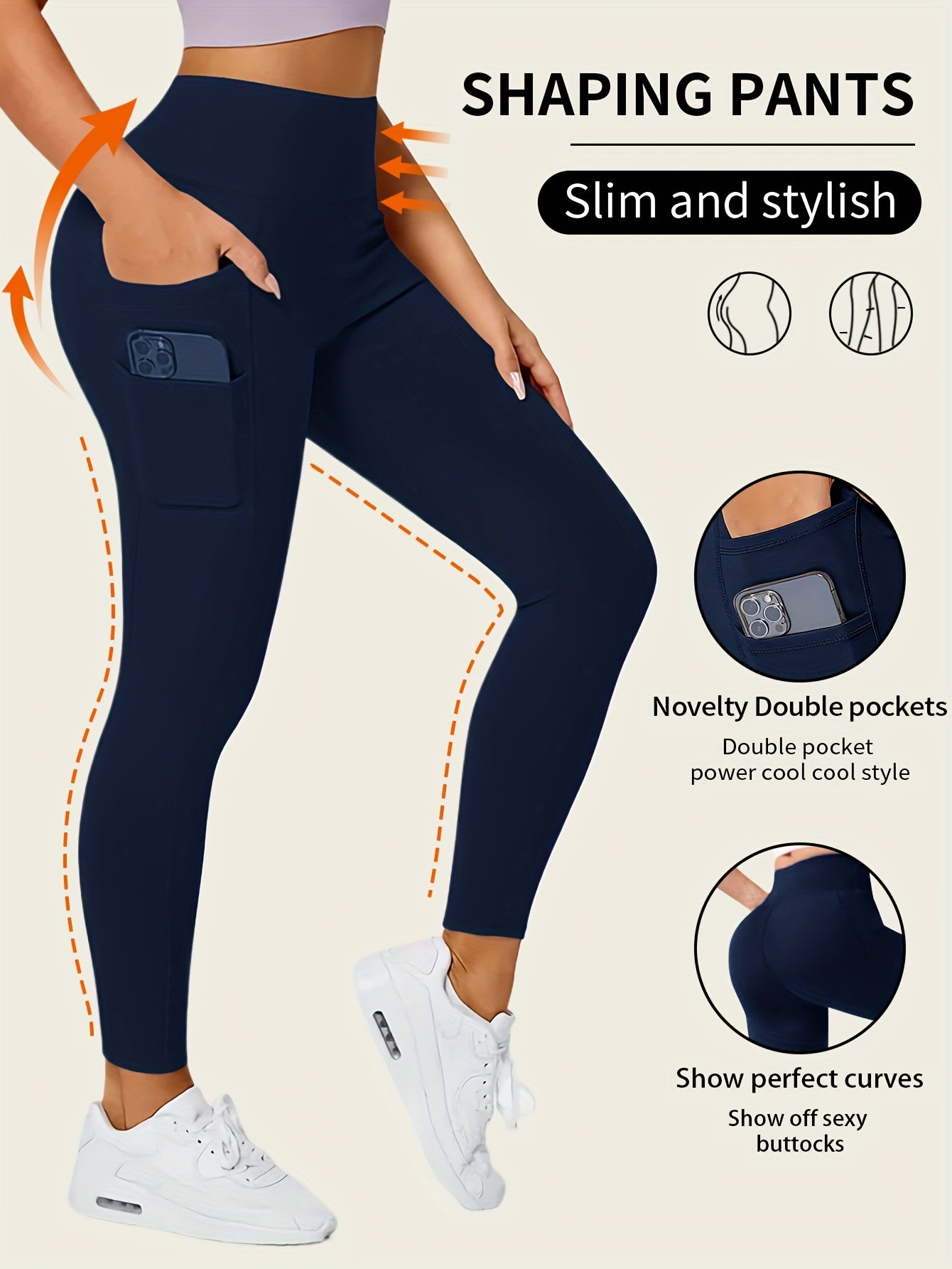 Po-Lifting und Bauchweg-Leggings - Formend und glättend mit Handy-Taschen - für Komfort und Selbstbewusstsein