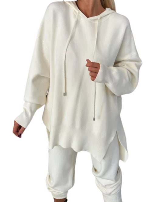 Emmely - Ensemble femme deux pièces manches longues, capuche et col rond